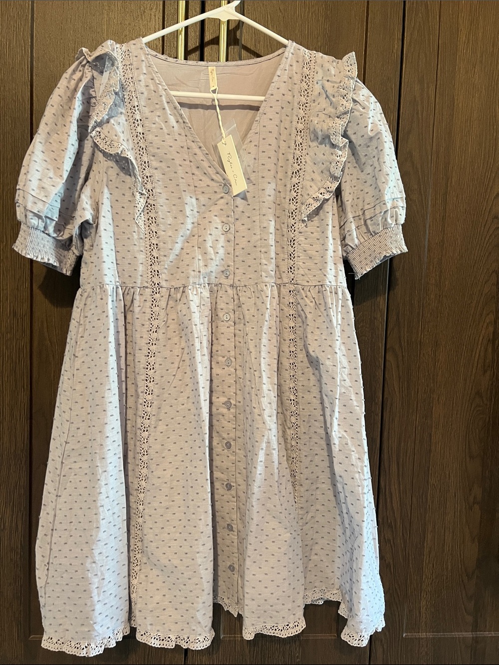 Rylee + Cru Light Blue Eyelet Button-Front Dress